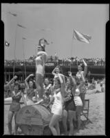 Salt Water Carnival queen and her court, Santa Monica Beach, 1941