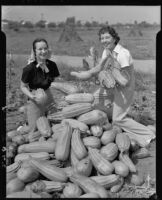 Naida Sparks and Jane Riley harvesting a garden in Ocean Park Heights, Santa Monica, 1935