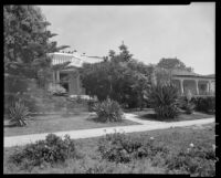 House and lawn with trees, (Santa Monica?), 1939-1965
