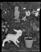 Easter themed display at California Flowerland nursery, Mar Vista neighborhood, Los Angeles, 1940-1965