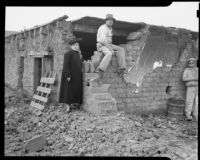Ana Bégué de Packman with demolition workers, Casa de Don Dolores Sepúlveda, Los Angeles, 1940