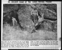Copy of a newspaper photograph regarding petroglyphs near Bishop, rephotographed, 1954