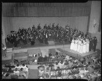 Ferde Grofé conducting his work, Atlantic Crossing, at Barnum Hall, Santa Monica, 1951