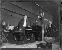 Conductor and orchestra at Barnum Hall, Santa Monica, 1951 or 1952