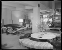 Hotel lobby photographed for the architect John Lindsay, San Diego, 1956