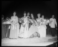 "Die Fledermaus" cast after a performance, Memorial Greek Amphitheatre, Santa Monica, 1965