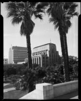 Los Angeles Times Building seen from the steps of City Hall, Los Angeles, 1950