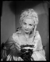 "Marriage of Figaro" cast member June Moss in costume as Countess Almaviva, Santa Monica, 1958