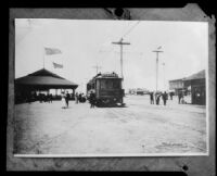 Street scene with cable car, Huntington Beach, original photograph 1908
