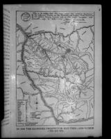 Photograph of a map in a book showing the Yukon Mining District, copy print 1950