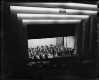 Orchestra on stage, Barnum Hall, Santa Monica, 1945-1965