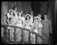 Performers gathered for a group portrait for a Santa Monica Civic Music Guild event, Santa Monica, circa 1948-1952