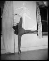 Karinova Ballet student posing in a classroom, Santa Monica, 1960