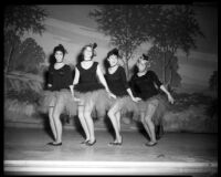 Karinova Ballet students posing on stage, Santa Monica, 1960