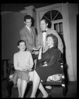 Actors on a theatre set, 1950s