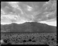 Desert panorama with mountains in the distance at the La Paz Guest Ranch, Palm Springs, 1941