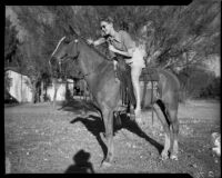 Mona Ohrtland on horseback, Palm Springs, 1940
