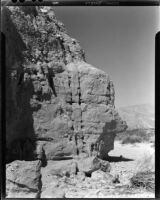 Rock formation reminiscent of the profile of W. C. Fields, Palm Springs vicinity, 1948