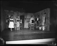 "Martha" production, spinning wheel scene with Natalie Garrotto, Roger Hansen and Giovanni Zavatti, John Adams Auditorium, Santa Monica, 1951