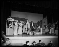 "Martha" production, Richmond Fair scene with Dorothy Lewis, Roger Hansen and Giovanni Zavatti, John Adams Auditorium, Santa Monica, 1951