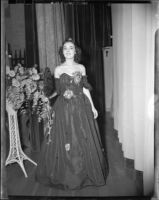 Natalie Garrotto, opera singer, standing backstage (Santa Monica, possibly) circa 1950-1960
