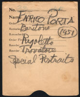 Negative sleeve for Enrico Porta portraits, 1951