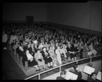 Audience of a Santa Monica Civic Opera production in John Adams Auditorium, Santa Monica, circa 1950
