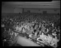 Audience seated in Barnum Hall Theatre, Santa Monica, circa 1950