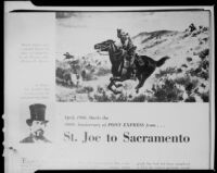 Page of article regarding the one hundredth anniversary of the Pony Express postal service, 1960-1964