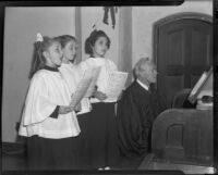 Girls and choir master of the choir of St. Paul's Lutheran Church, Santa Monica, circa 1939