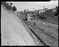 Construction on Roosevelt Highway during a project to widen it, Santa Monica, 1935