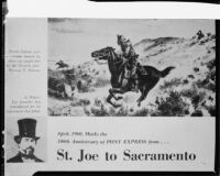 Partial page of article regarding the one hundredth anniversary of the Pony Express postal service, 1960-1964