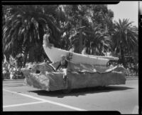 Row boat float sponsored by the Santa Monica Elks lodge No. 906 at the California Admission Day Parade, Santa Monica, 1937