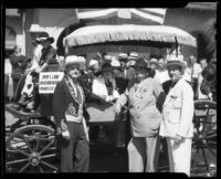 John F. Dockweiler, Irvin S. Cobb, and Philip T. Hill at the California Admission Day parade, Santa Monica, 1937