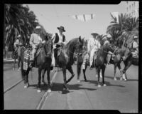 Caballeros on horseback in the California Admission Day Parade, Santa Monica, 1937