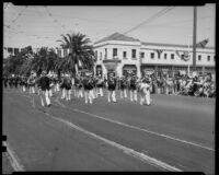 Marching band in the California Admission Day Parade, Santa Monica, 1937