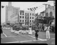 Ladies' Auxiliary groups marching in the Canadian Legion parade, Santa Monica, 1937