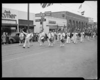 Marching band in the Canadian Legion parade, Santa Monica, 1937