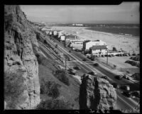 Pacific Coast Highway at the base of the California Incline and Santa Monica Beach, 1947-1952