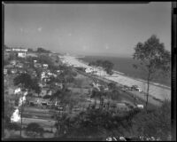 View of Santa Monica Canyon and Santa Monica Beach from Pacific Palisades, 1946