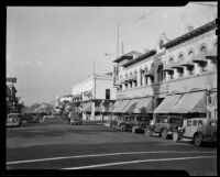 Street scene at Cajon St. toward East Citrus Ave., Redlands, 1937