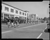 All female marching band and Ladies' Auxiliary groups in the California-Nevada Department, Grand Army of the Republic parade, Santa Monica, 1938