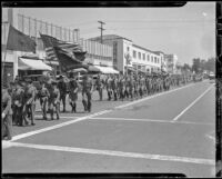 Boys in uniform marching in the California-Nevada Department, Grand Army of the Republic parade, Santa Monica, 1938