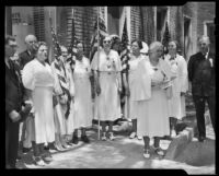 Woman's Relief Corps tree dedication ceremony at the Sawtelle Veterans Home, Los Angeles, 1938
