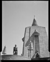 Tower and sculpture at the Temple Compound at the Golden Gate International Exposition, San Francisco, 1939