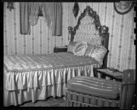 Bedroom in the home of Mary Long, Alaska pioneer, Huntington Park, 1955