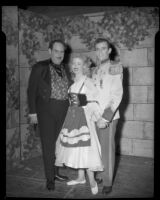 Shirley O. Mills with George Tule and another actor in costume for "The Student Prince" at Barnum Hall, Santa Monica, 1952