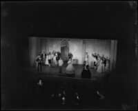 Karlsberg castle scene in "The Student Prince" with Donna Phillips as Princess Margaret, at Barnum Hall, Santa Monica, 1952