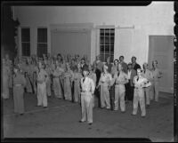 California State Guardsmen and new recruits, Santa Monica, 1941