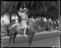 Actress Linda Ware on horseback at the Will Rogers Memorial Celebration parade, Santa Monica, 1940
